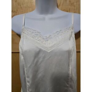 White House Black Market Lace Trim Satin Camisole Lingerie Top L
